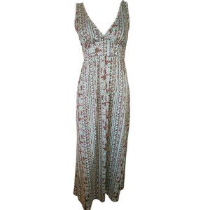 Earthbound Trading Co Dress Womens Size S Small Brown Green Floral Long Maxi